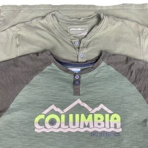 COLUMBIA and Eddie Bauer green t-shirt bundle size large henley style